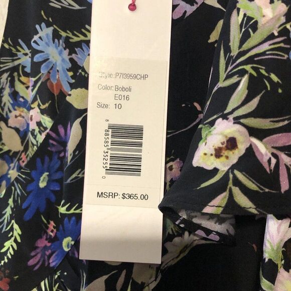 Parker Asymetrical 100% Silk Floral Print Midi Dress, Size 10 - Picture 4 of 7